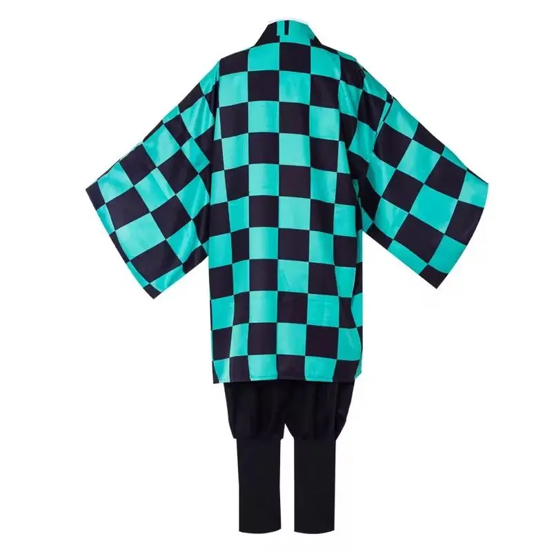Movie/TV Demon Slayer: Kimetsu no Yaiba Tanjirou Kamado Complete Cosplay Set - Durable Polyester Unisex Costume, Long-Sleeve Kimono, Cape, Non-Woven Wig, Mask for Adults, Halloween