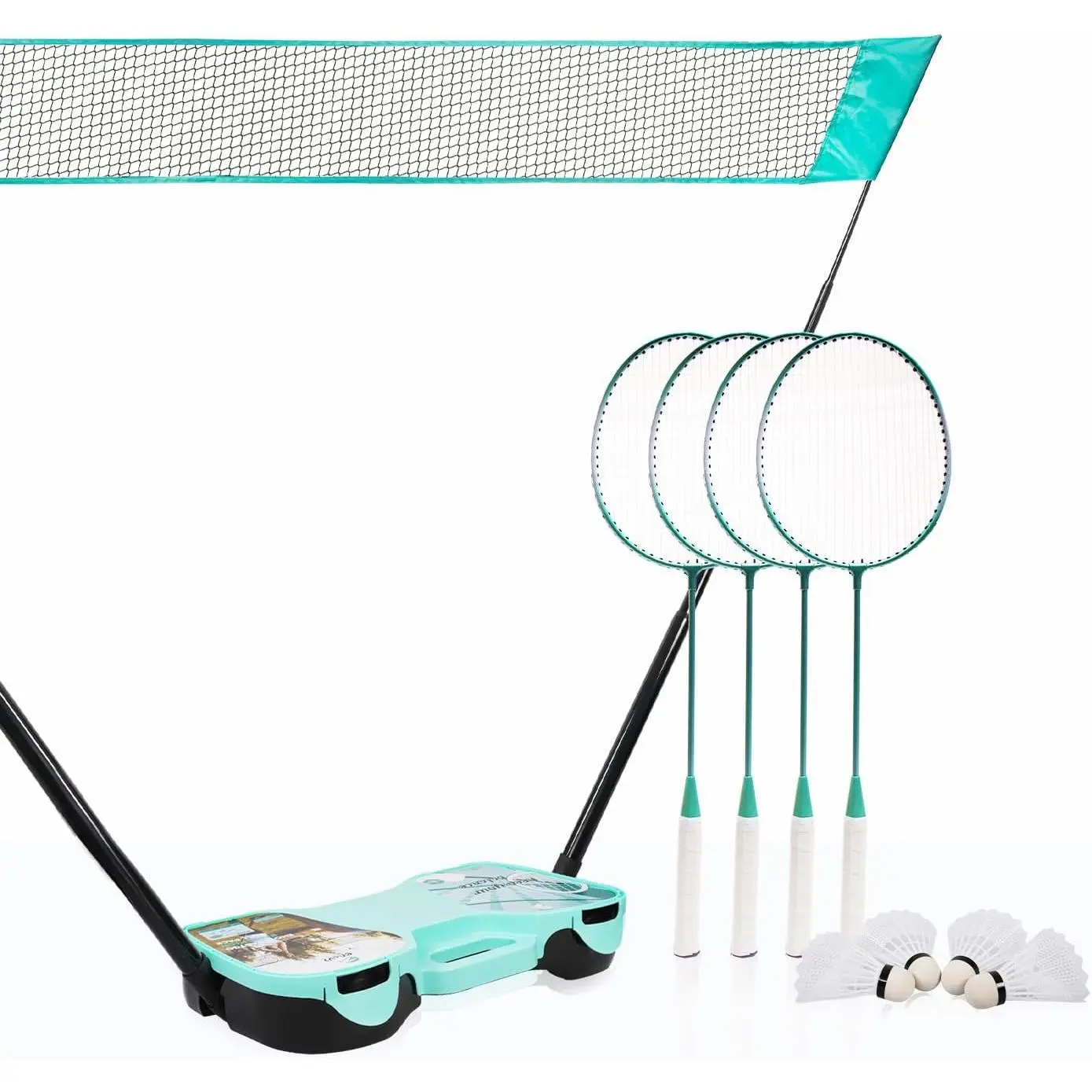 EasyGo Badminton Set with Net, 4 Rackets, 4 Shuttlecocks, Portable Storage Box, for Backyards, Outdoor , Yard  | Badminton Set, Outdoor , Yard
