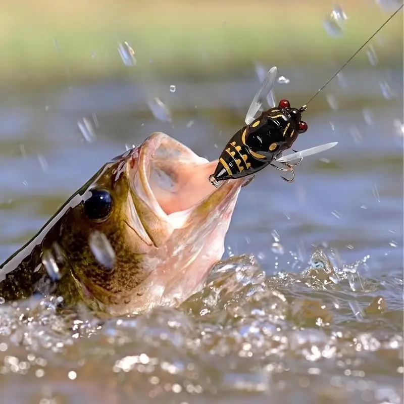 5pcs/10pcs Cicada Fishing Lure with 3D Holographic Eyes, Biomimetic Shape Fishing Bait, Ideal Fishing Gear for Enthusiasts