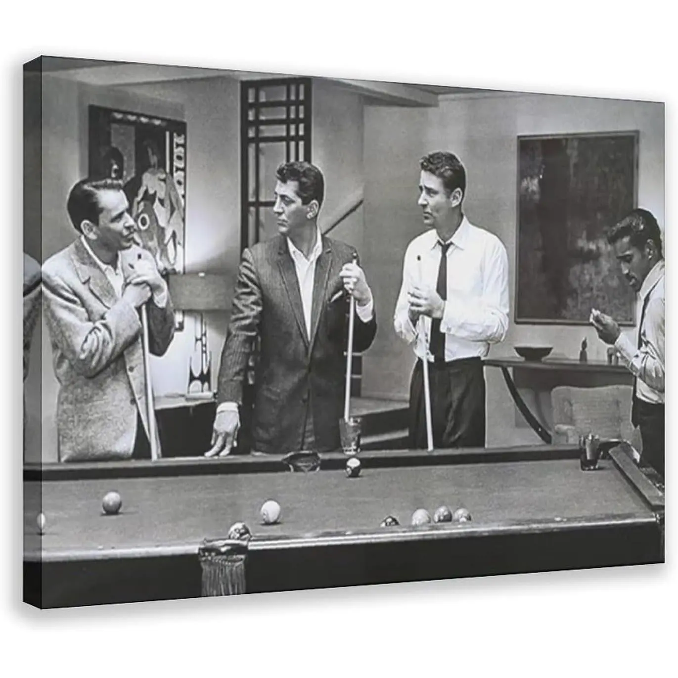 The Rat Pack Playing Pool Canvas Wall Art Poster, Aesthetic Home Decor Print for Living Room, Bedroom Decor, Kitchen Wall Decoration