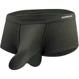 Men's Bulge Enhancing Brief Dual Pouch Underwear Breathable Bikini’s Boxer Modal Trunk