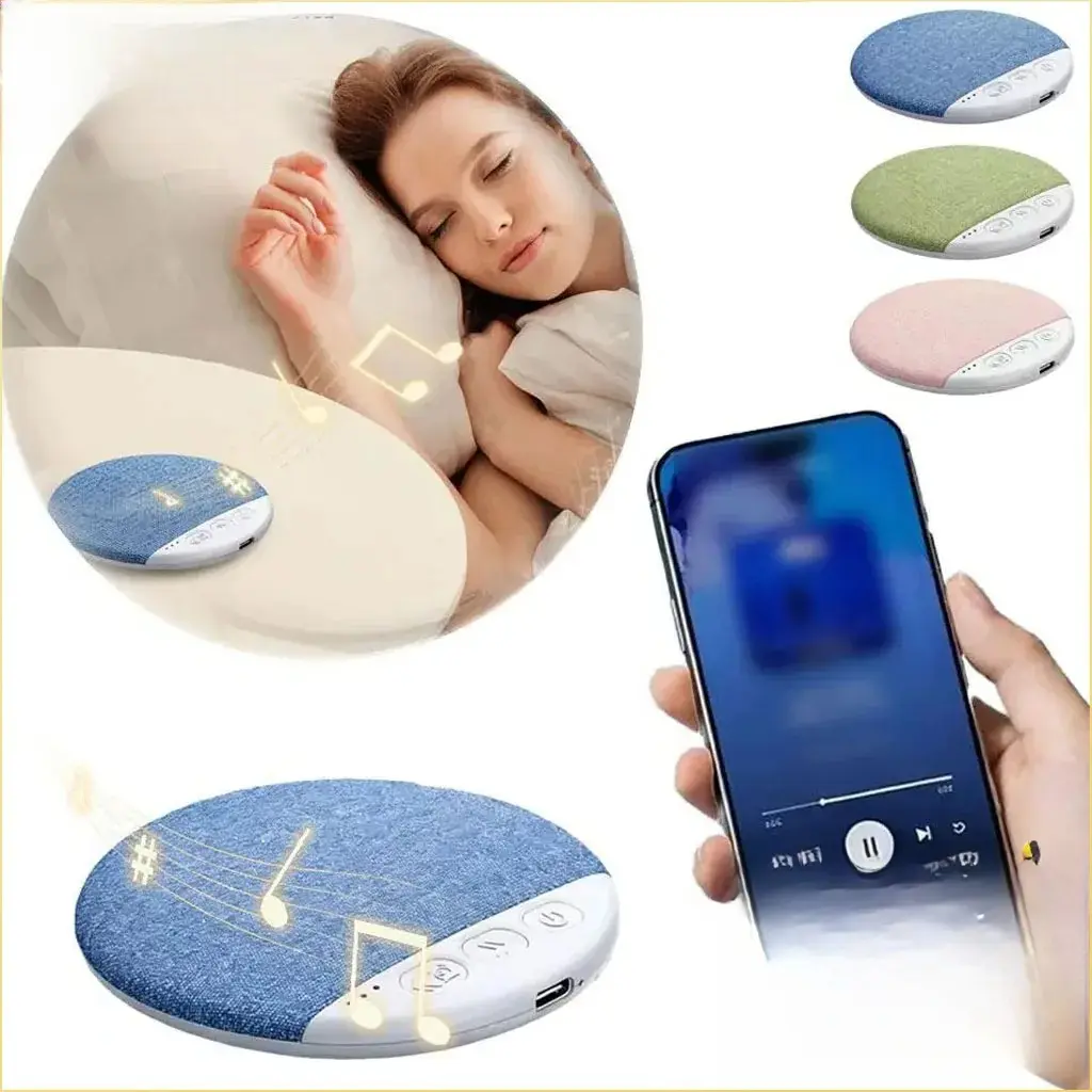 Compact Under-Pillow Bone Conduction Sleep Speaker - Portable Rechargeable Bluetooth Sound Disc with Timer, Auxiliary Input, Smartphone Compatibility, Insomnia Relief Gift (Portable Speakers, Bone Conduction Technology)