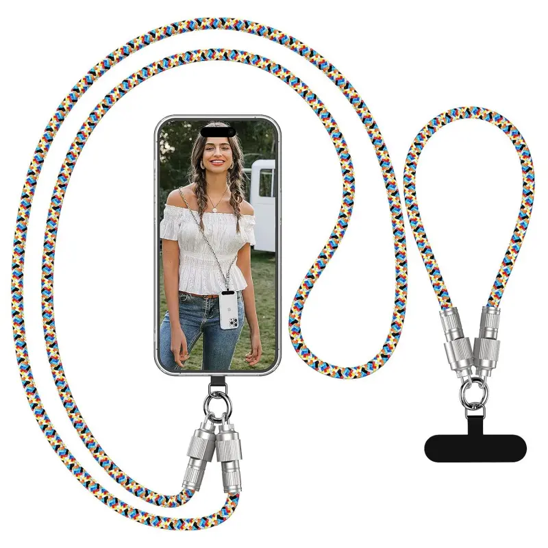65W USB C to USB C Charging Lanyard Cable 2 in 1| Crossbody & Wrist Phone Strap, Anti-Lost Braided Nylon, Fast Charging Compatible with iPhone 17/16/15 Series, Samsung Galaxy & All USB-C Devices