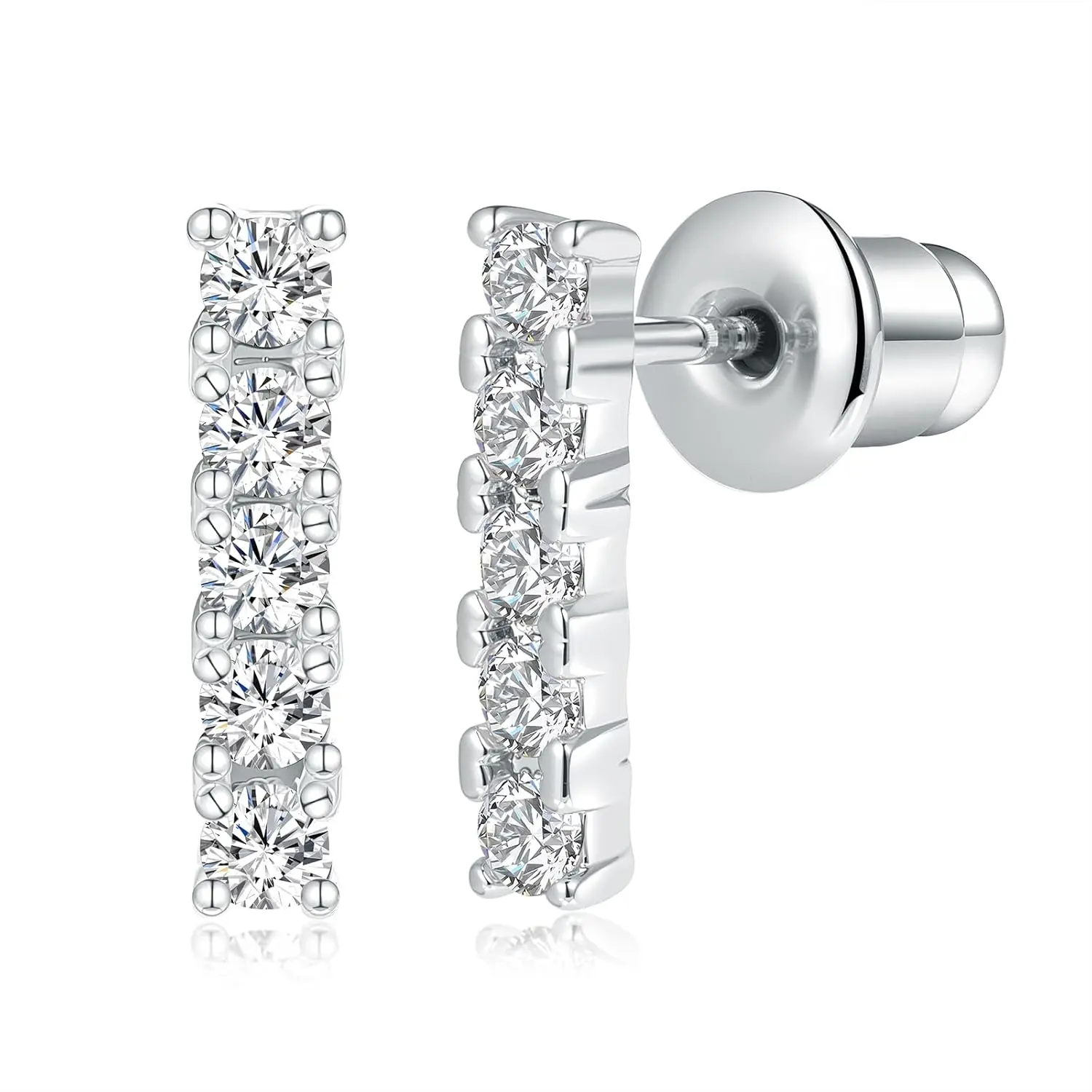 Female Cubic Zirconia Stud Earrings - Hypoallergenic for Sensitive Ears - Elegant Daily Simulated Diamond CZ Jewelry, Cz Cubic Zirconia