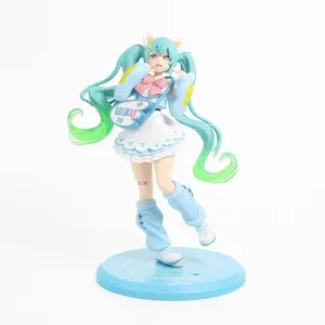 Hatsune Miku Cat Ear Figure 19cm, Gradient Twin Ponytail, Light Blue Base, Anime Desk Decor, Desktop Decor Figures, Girl Collectible Gift, Secondary Dimensional Ornament