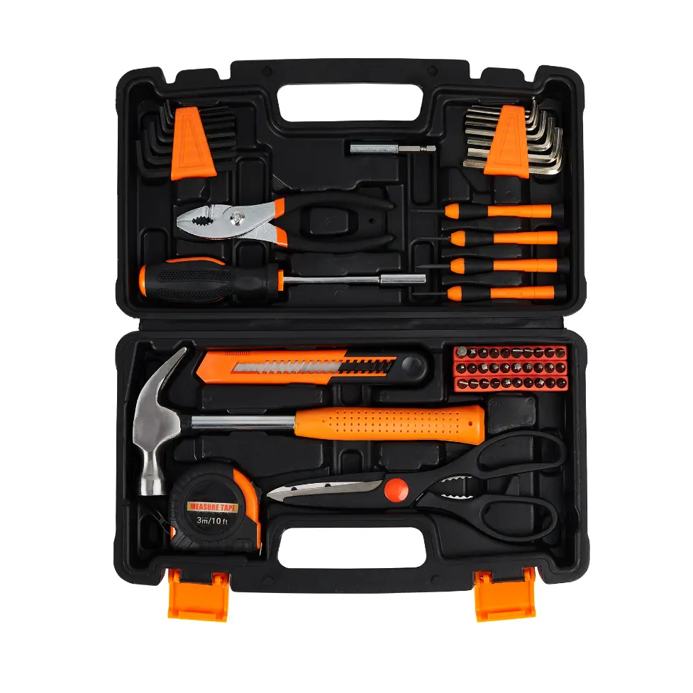 Professional 57-Piece Tool Set - Industrial Hand Tools Kit for Home, Automotive, Carpentry, Electrical Repairs - Durable Portable Toolbox Included