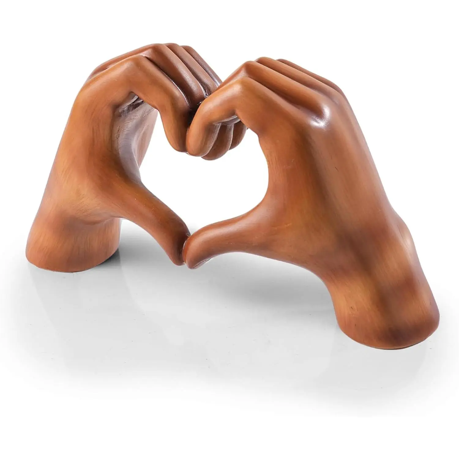 Gold Gesture Statue - Modern Art Home Decor, Wood Color Love Finger Hand Sculpture for Bedroom Bookshelf Coffee Table, Anniversary Gift Ideas Aesthetic Accents