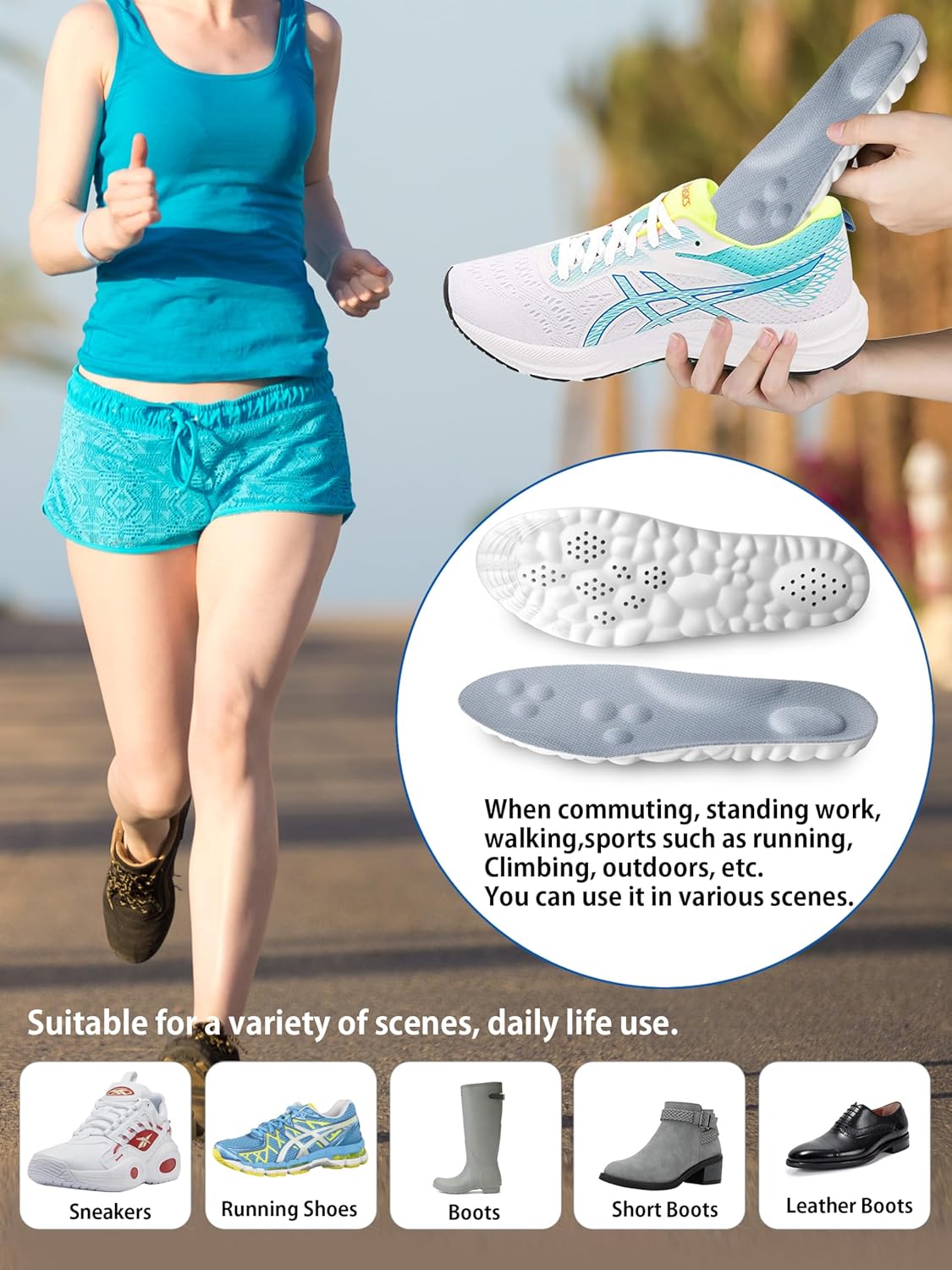 4D Insoles - 4D Cloud Technology Insole - Super Soft, Ultra Comfort Insoles, 4D Sports Shoes Insoles, Acupoint Massage Insole for Foot & Joint Support