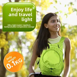 Nylon waterproof folding backpack for outdoor leisure, travel, sports, double-shoulder bag, running, cycling, hiking, mountain climbing