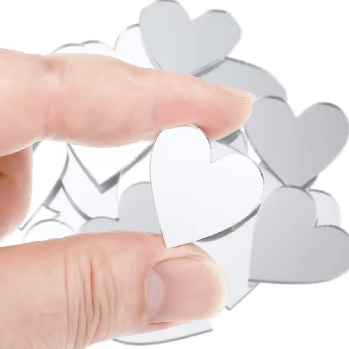 50pcs Heart-Shaped DIY Mirror Wall Stickers, Self-Adhesive Mini Mirrors for Phone Case Decor, Canvas Art, Photo Wall, Christmas, Halloween, Birthday Party