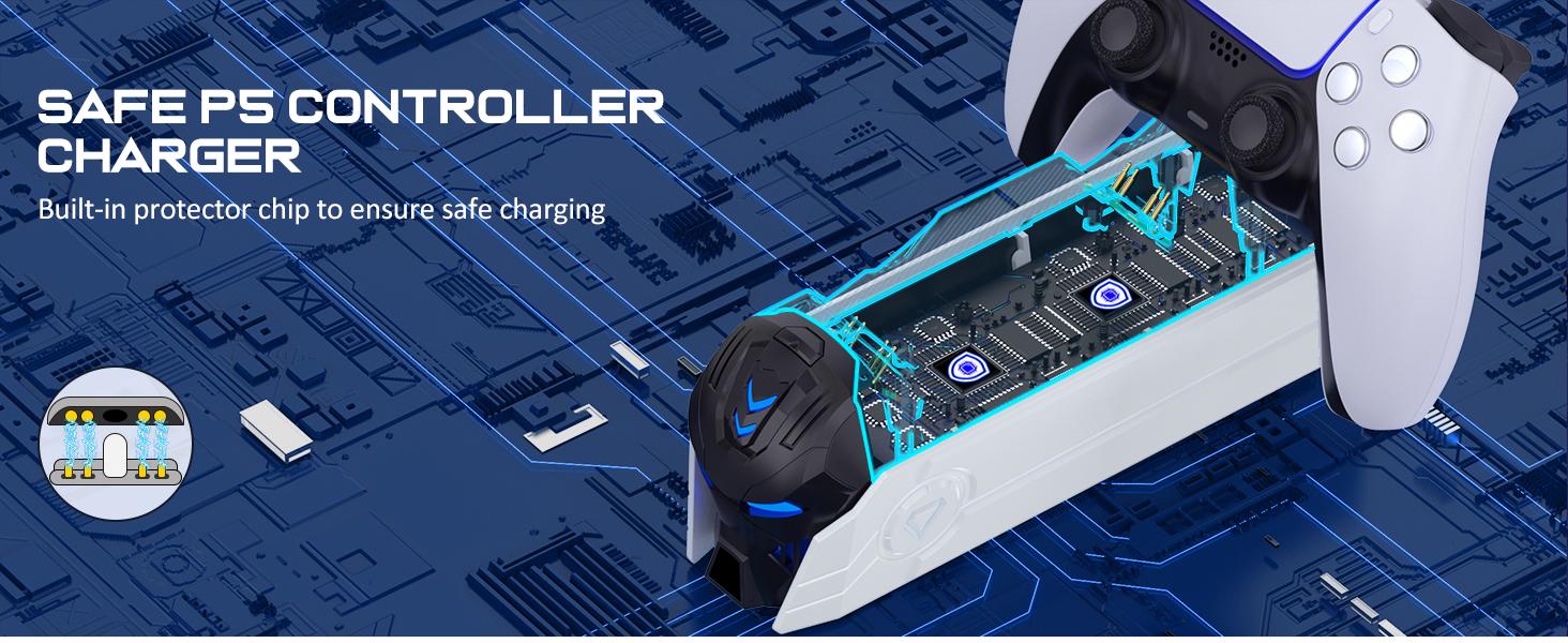 BEBONCOOL PS5 Controller Charger Station for Playstation 5 Dualsense Controllers: Fast PS5 Dual Controller Stand Charger Dock-LED PS5 Controller Charging Station Accessories for Playstation 5 Storage Kit