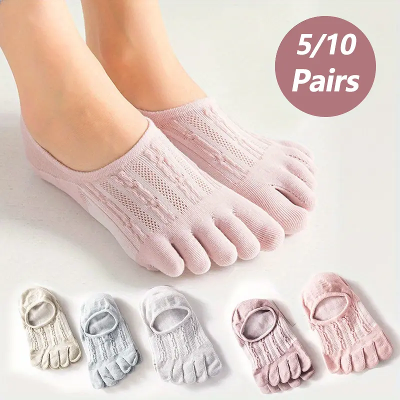 5/10 Five Finger Socks Children's Short Socks Summer Lightweight Invisible Anti-Slip Boat Socks Slit Toe Breathable Net Socks Toe Socks Short Tube Womenswear