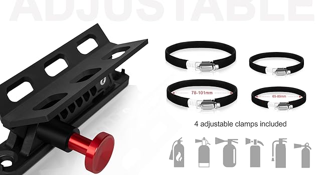 Quick Release UTV Fire Extinguisher Mount Kits, Adjustable Roll Bar Fire Extinguisher Holder Bracket Easy Install on 1.75"-2" Roll Cage, Compatible with Polaris RZR/Can Am X3/Jeep Wrangler