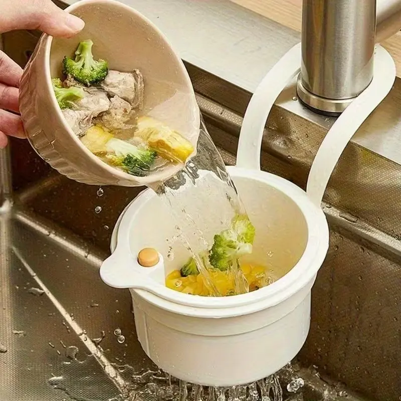 Home Hanging Cleaning Wash Basin, Kitchen Food Residue Filter, Hanging Sink Drain Basket, Kitchen Sink Strainer, Durable & Convenient Design, Plastic Strainer