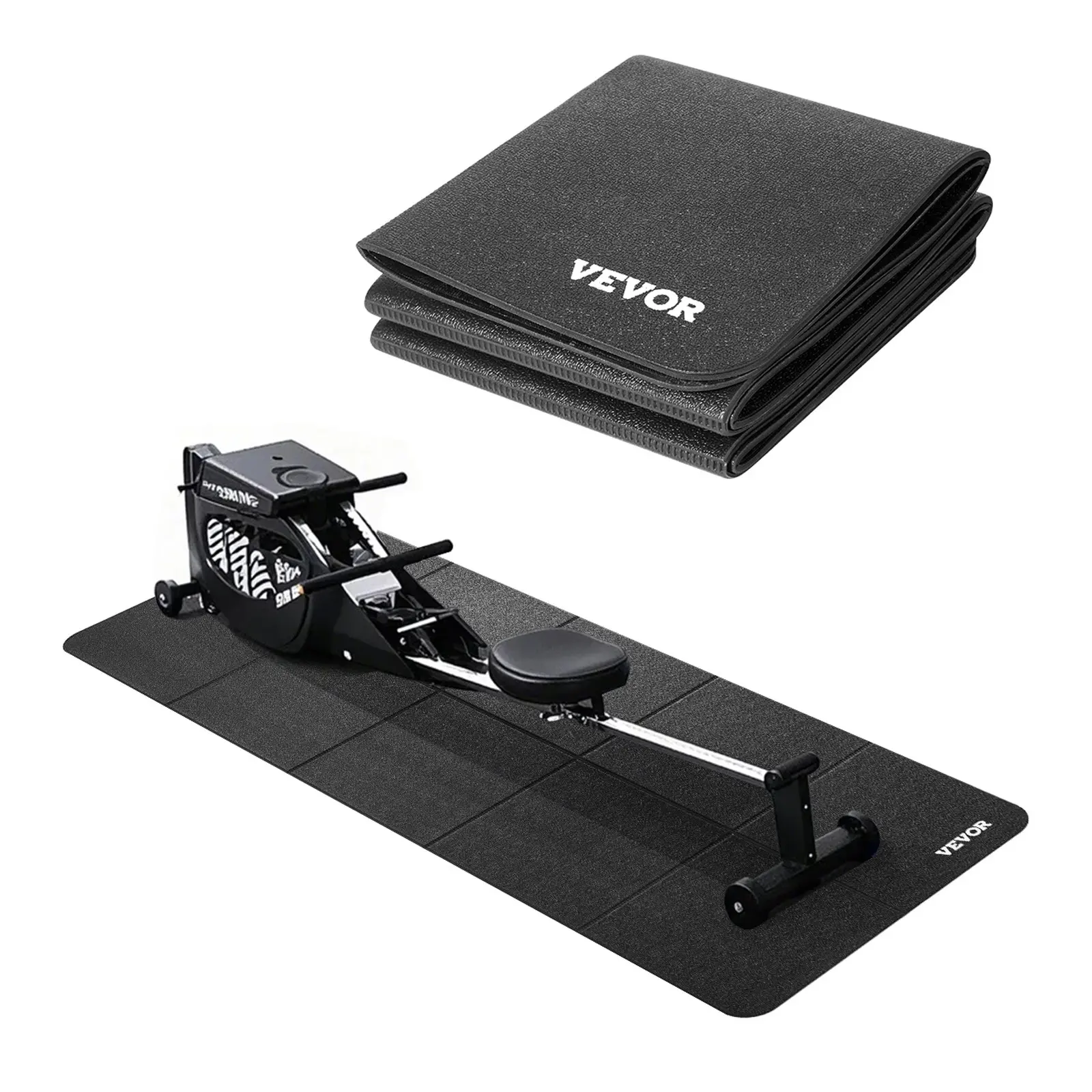 VEVOR Foldable Walking Pad Treadmill Mat, 1/4" Thick, 24" x 68" Exercise Equipment Mat for Elliptical on Carpet Hardwood Floor, High Density PVC Floor Protector, Waterproof and Non-slip for Home Gym