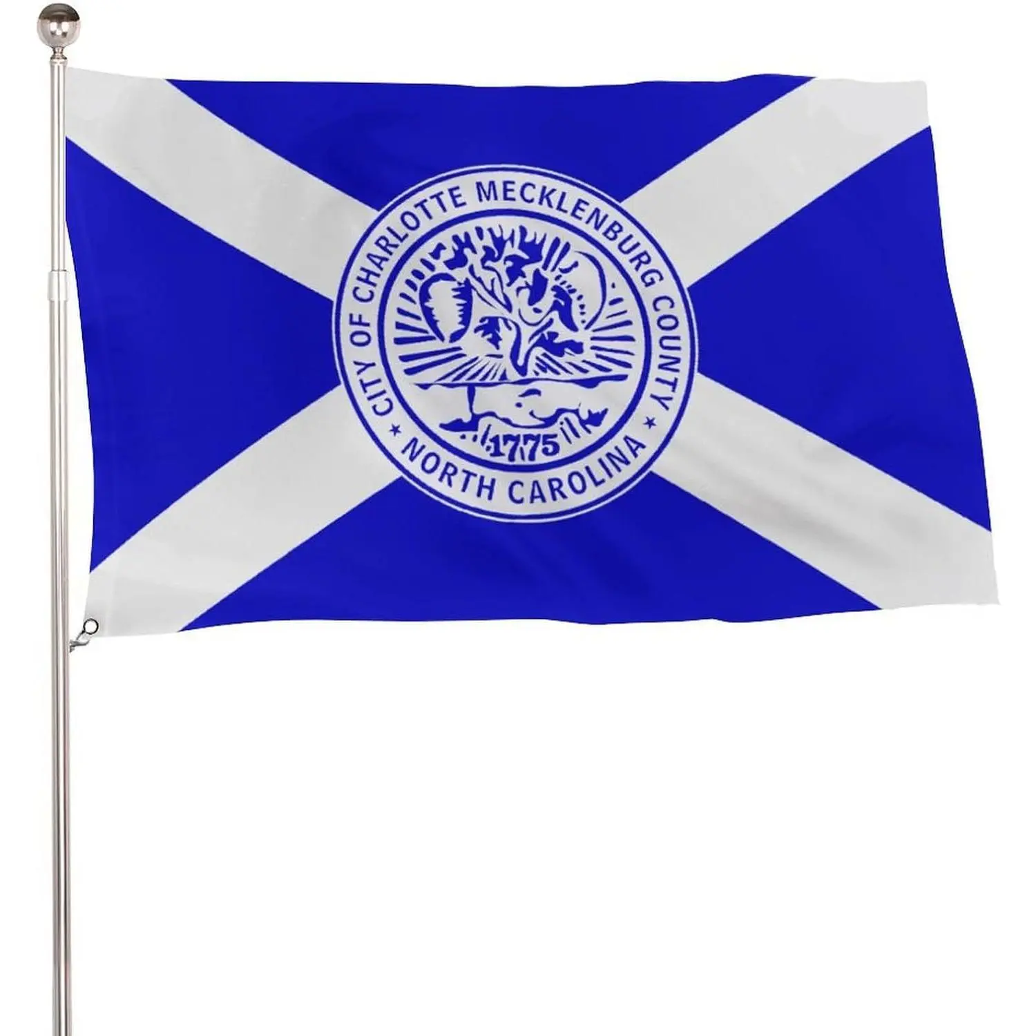 Charlotte City Single Flag, 5x3 Ft 115D Polyester Lightweight Banner with 2 Metal Eyelets for Outdoor Display