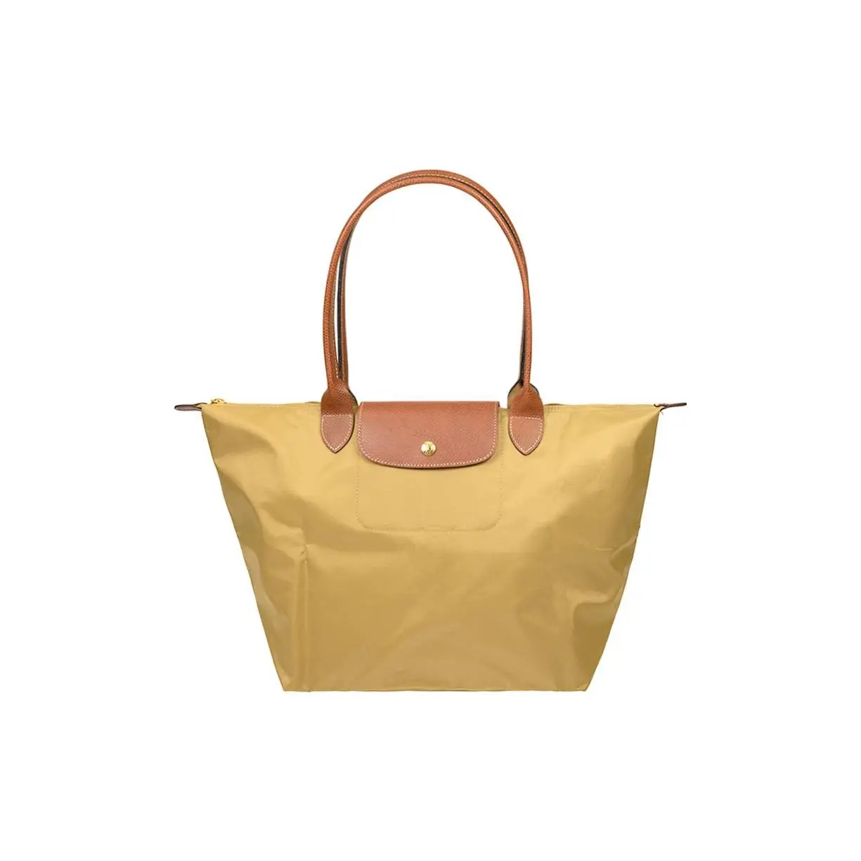 Longchamp Le Pliage 31 Tote Bag for Women – Recycled Canvas with Leather Trim, Snap-Zip Closure, Desert Color