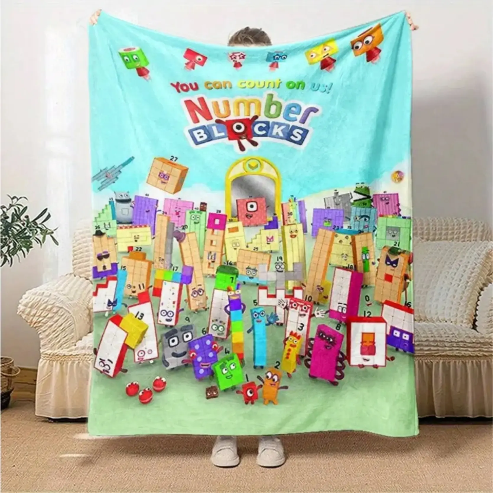 Cozy Numberblocks Cartoon Character Plush Blanket - Ultra Soft, Warm, Durable, Fade-Resistant All Seasons Throw for Children, Kids Room Decor, Bedding Essential, Back to School Gift Idea
