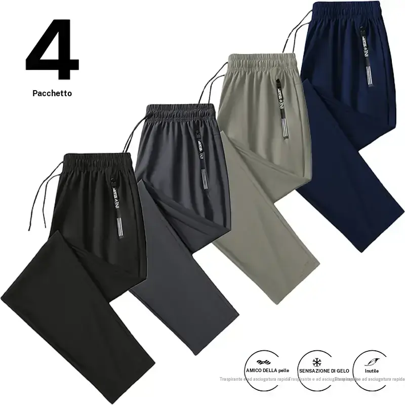Men's 4 Pack Performance Joggers, Stretch Quick Dry Sweatpants with Zippered Pockets, Skin Friendly Lightweight Athletic Track Pants, Drawstring Elastic Waist, Slim Fit Straight Leg Pants for Gym, Running, Daily Casual Wear