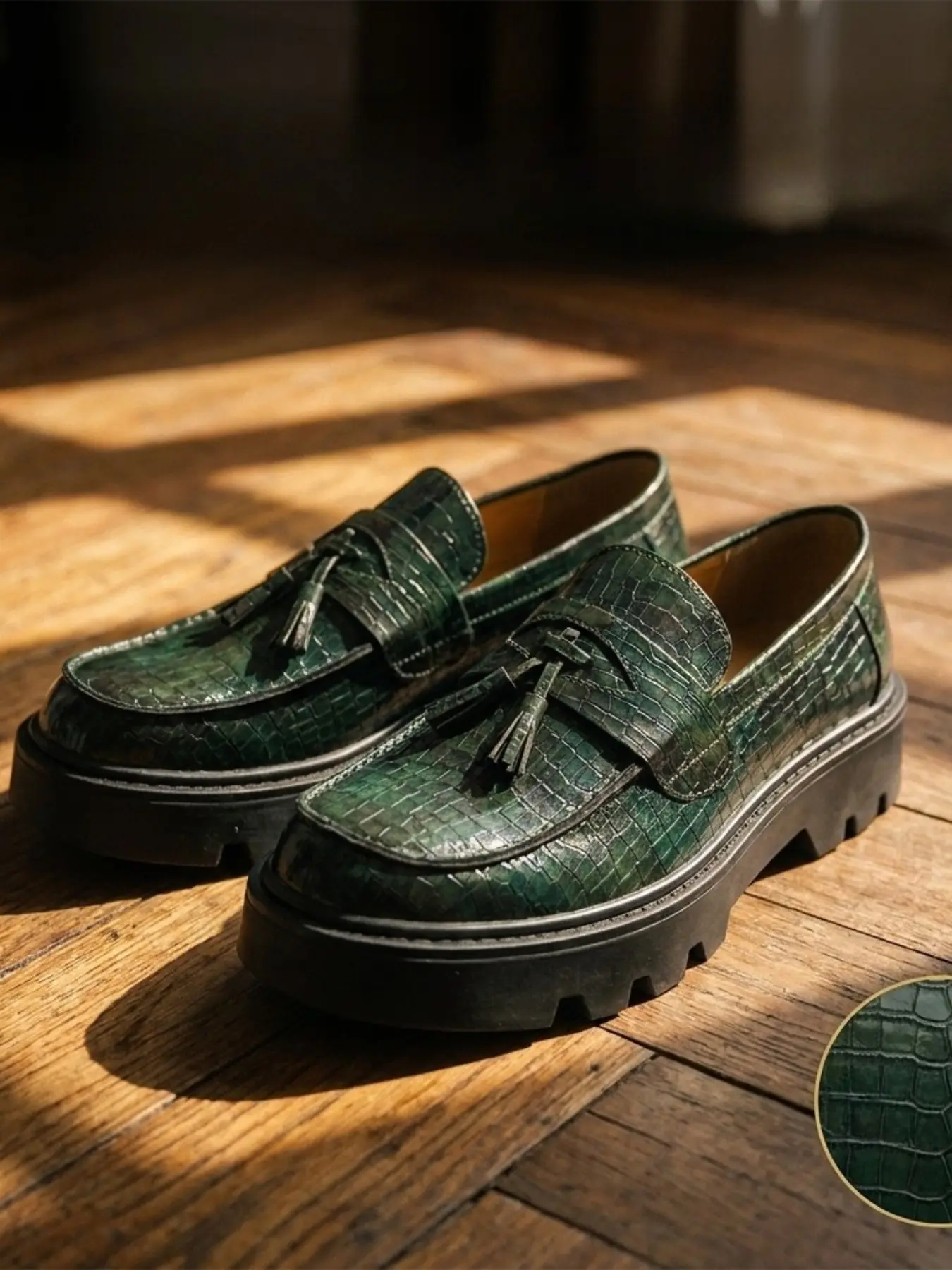 Fringe Thick Sole Loafers, Flat Heel Loafers, Gear Slip-On Lazy Shoes, Retro Streetwear Men's Footwear, Versatile Commute Sneakers, Sizes 38-46