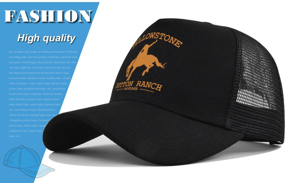 Best-selling Yellowstone baseball cap, screen-printed Yellowstone mesh cap, printed duckbill cap, unisex washable breathable sun hat