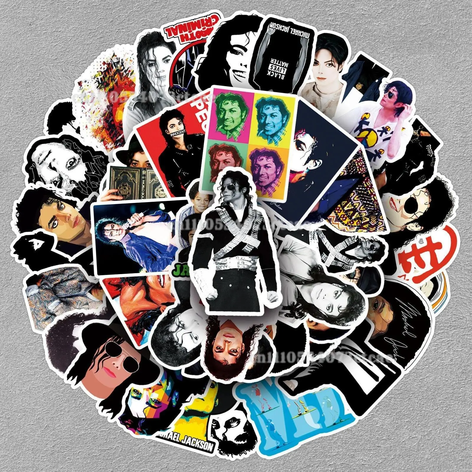 51PCS Michael Jackson Adhesive Vinyl Stickers - Waterproof Unisex Collectibles Accessories, 1 Size No Residue Decals for Phones Laptops Luggage, Ideal for Fans & DIY Scrapbooking (Toys & Hobbies)