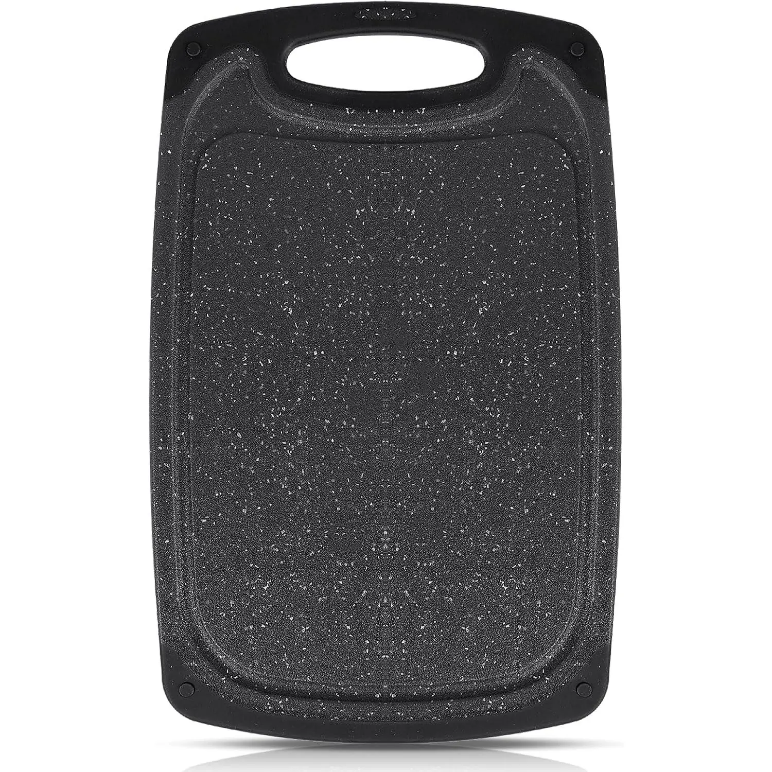 Dark Grey Marble Look Synthetic Polypropylene Chopping Board for Kitchen - 12.5in x 7.7in, Food Grade, Eco-Friendly, Non-Slip, Juice Groove, Dishwasher Safe, 2-Sided Reversible, Anti-Scratch, Durable, Ideal for Meat Prep & Meat & Seafood Lovers, Anti-Scra