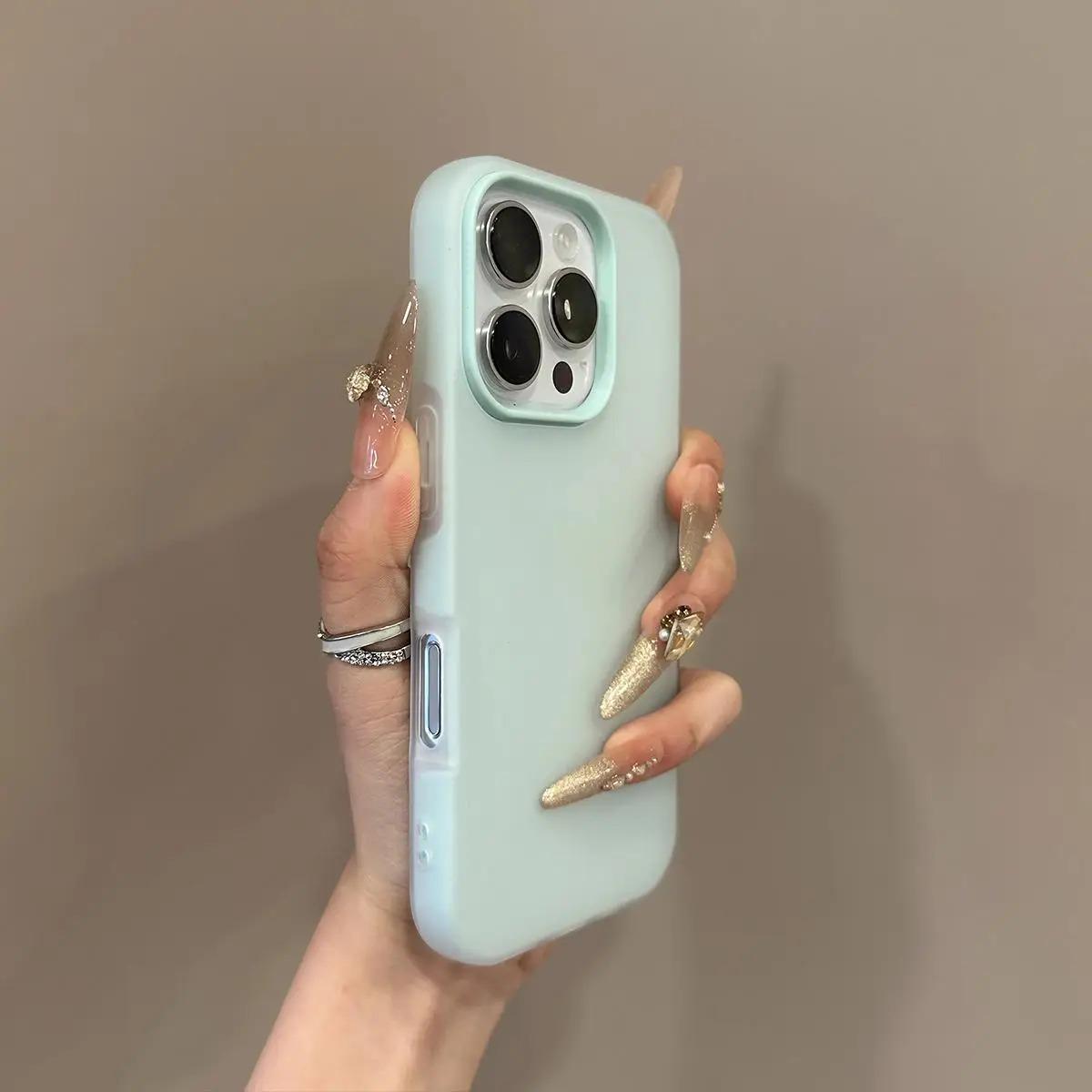 Matte Candy Color 2IN1 Soft Phone Case For iPhone 17 Air 16 15 14 13 12 11 Pro Max Plus 16E X XR XS Shockproof Protective Cover