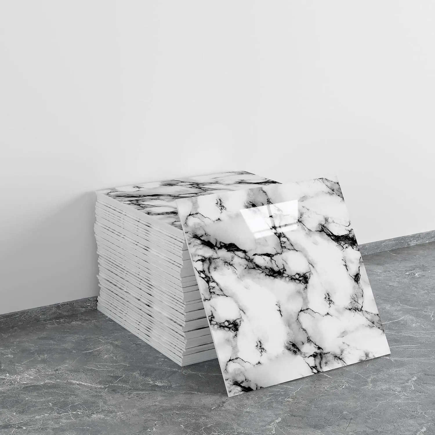 Latest 20pcs Marble Peel-And-Stick Waterproof PVC Shower Wall Panels, Bathroom Splash-Proof Tiles, Bedroom Kitchen Decor, 30cm X 30cm, Self Adhesive Wall Panels
