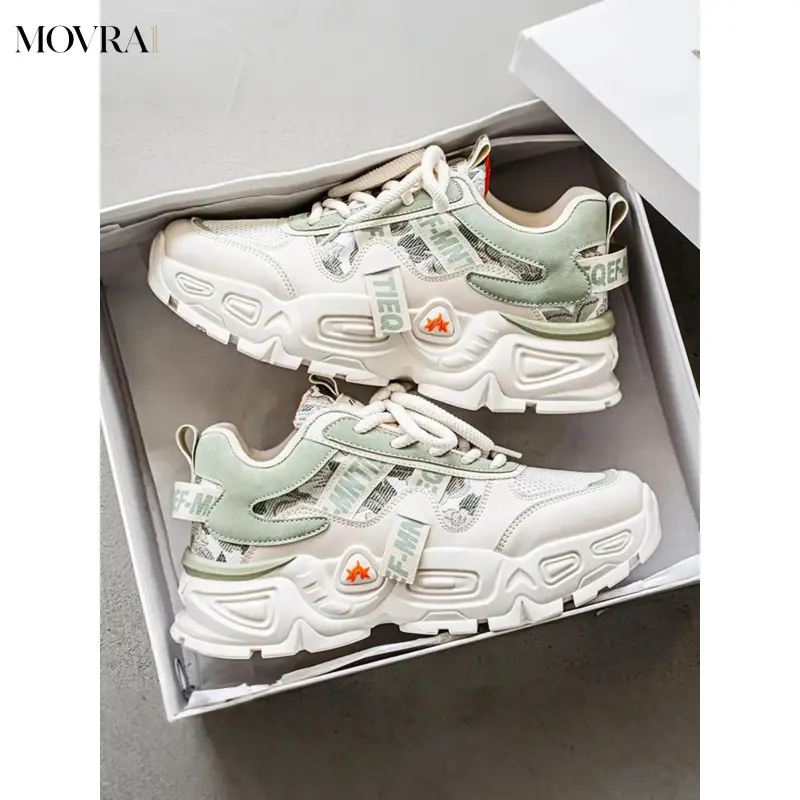 MOVRA1 New Trendy Platform Chunky Trainers Chunky Sneakers Shoes - Color-Block Functional Style Athletic & Casual Shoes Trainer Footwear Workout Casual Footwear
