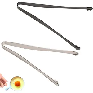 2 Pack Stainless Steel Egg Chalaza  Remover Tong Eggshell Embryo Membrane Shell Essential Kitchen Tool for Chefs and Bakers Toothed Design