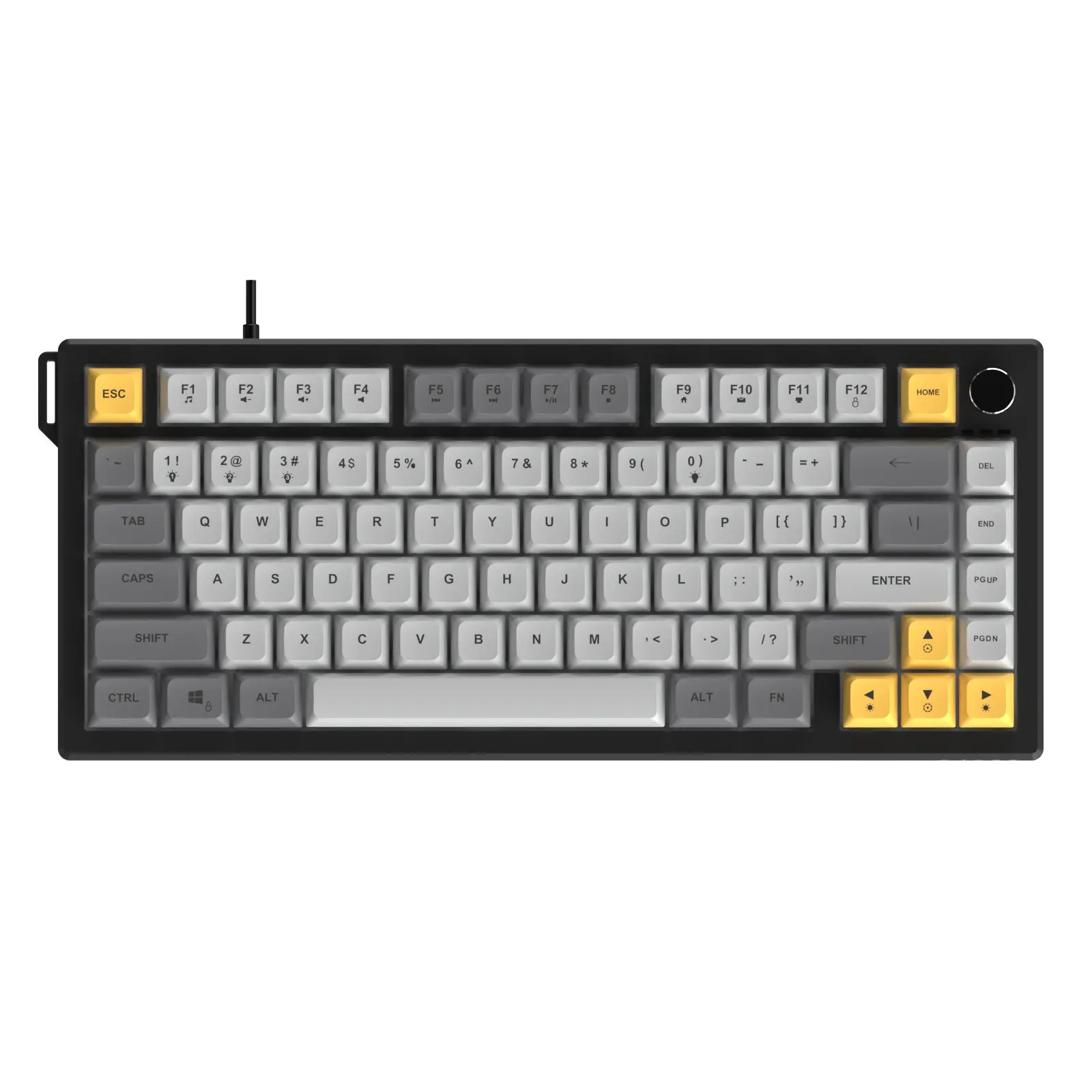 AJAZZ AF82 wired film keyboard multifunctional volume adjustment knob 82 keys save desktop space ergonomic design wired plug and play mute keys computer office keyboard Gaming Keyboard supports multiple systems suitable for esports games and office work