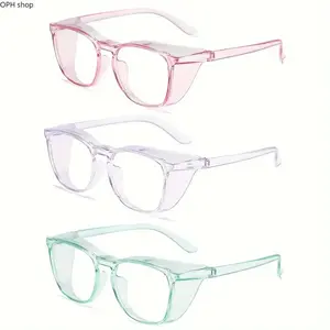 Unisex 3-Pack Fashion Anti-Blue Light Glasses - Clear Lens, Lightweight, UV Protection, Anti-Pollen, Windproof Eyewear for Daily Work, Outdoor Use