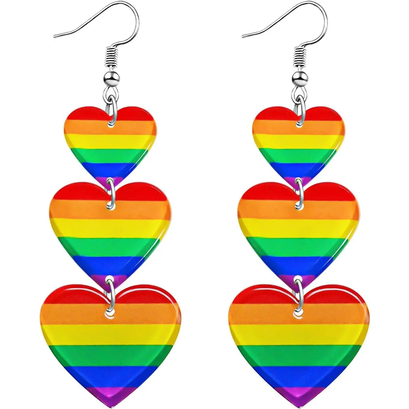 LGBT Rainbow Pride Earrings for Women Lesbian Bisexual Pansexual Transgender Nonbinary Asexual Gender Fluid Progress Flag Heart Earrings LGBTQ Pride  for Pride Month