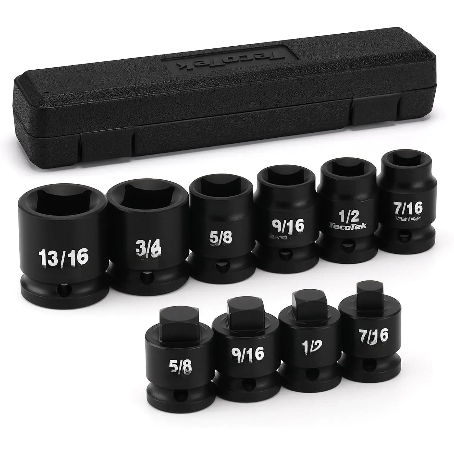 1/2" Drive Pipe Plug Socket Set, Square Drive Socket, 10-, SAE, 4 Point Sockets, CR-MO, Tapered Male Square 7/16'' - 5/8'', Chamfered Female Square 7/16'' - 13/16''