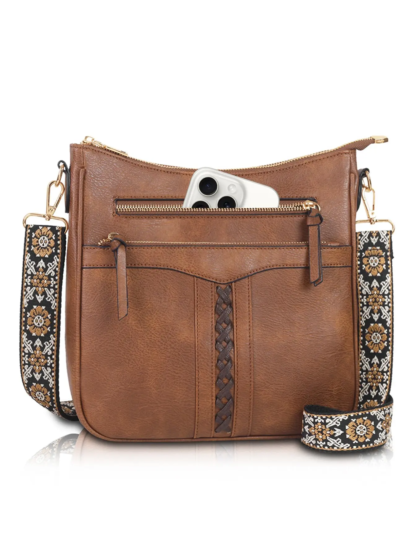 Vintage Braided Strap Fashion PU Crossbody Bag, Adjustable Shoulder Strap, Large Capacity, Casual Style, Perfect for Daily Use