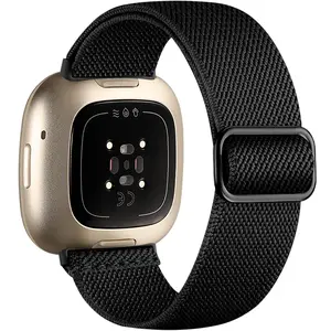 Watch Band for Fitbit Versa 4/Versa 3/Sense 2/Sense Smartwatch Strap Elastic Nylon Band Women Men, Soft Adjustable Stretchy Solo Loop Replacement Strap for Women Men