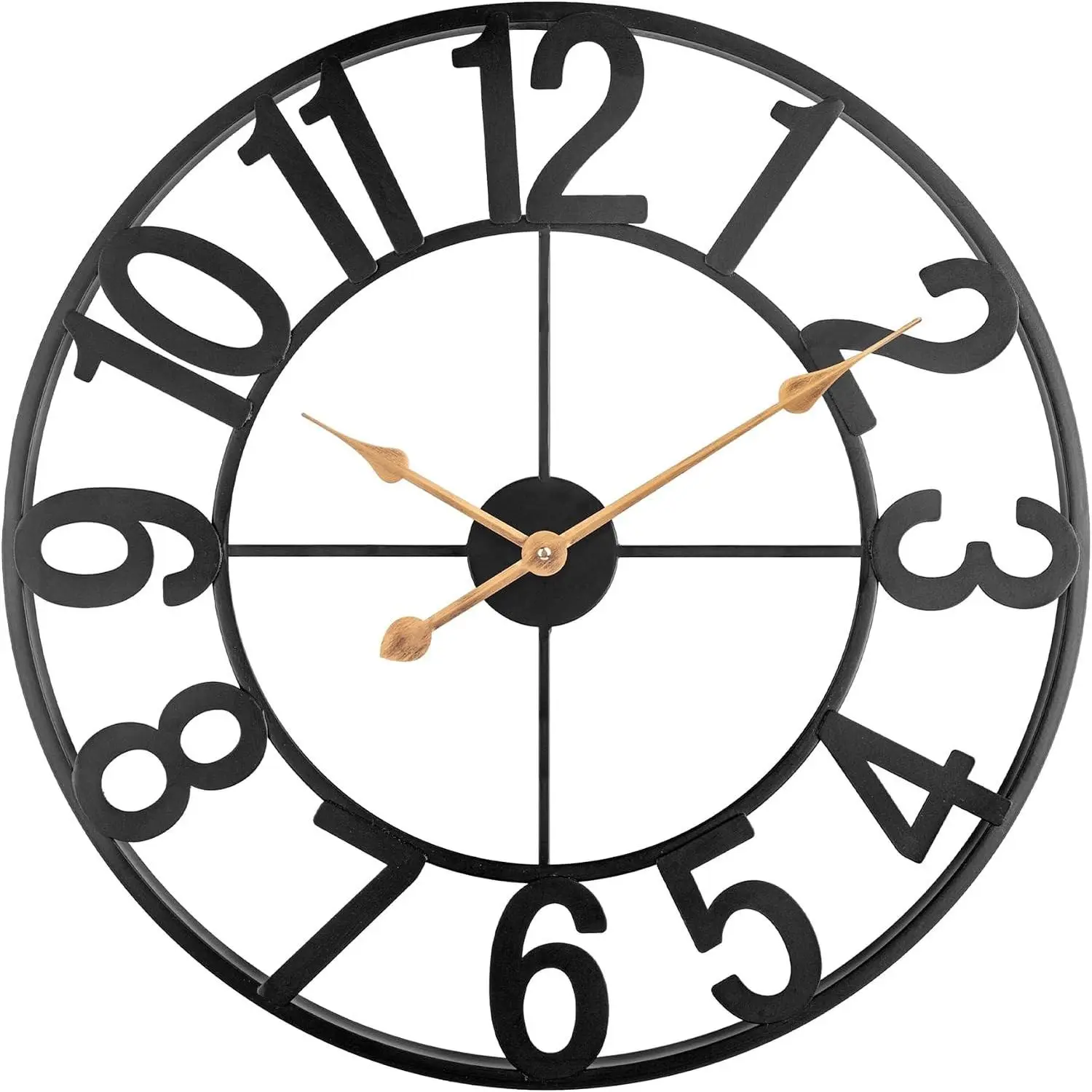 14 Inch Large Outdoor Wall Clock - Vintage European Industrial Skeleton Metal Silent Non-Ticking Battery Operated Clock for Patio Poolside Garden Backyard Porch Fence