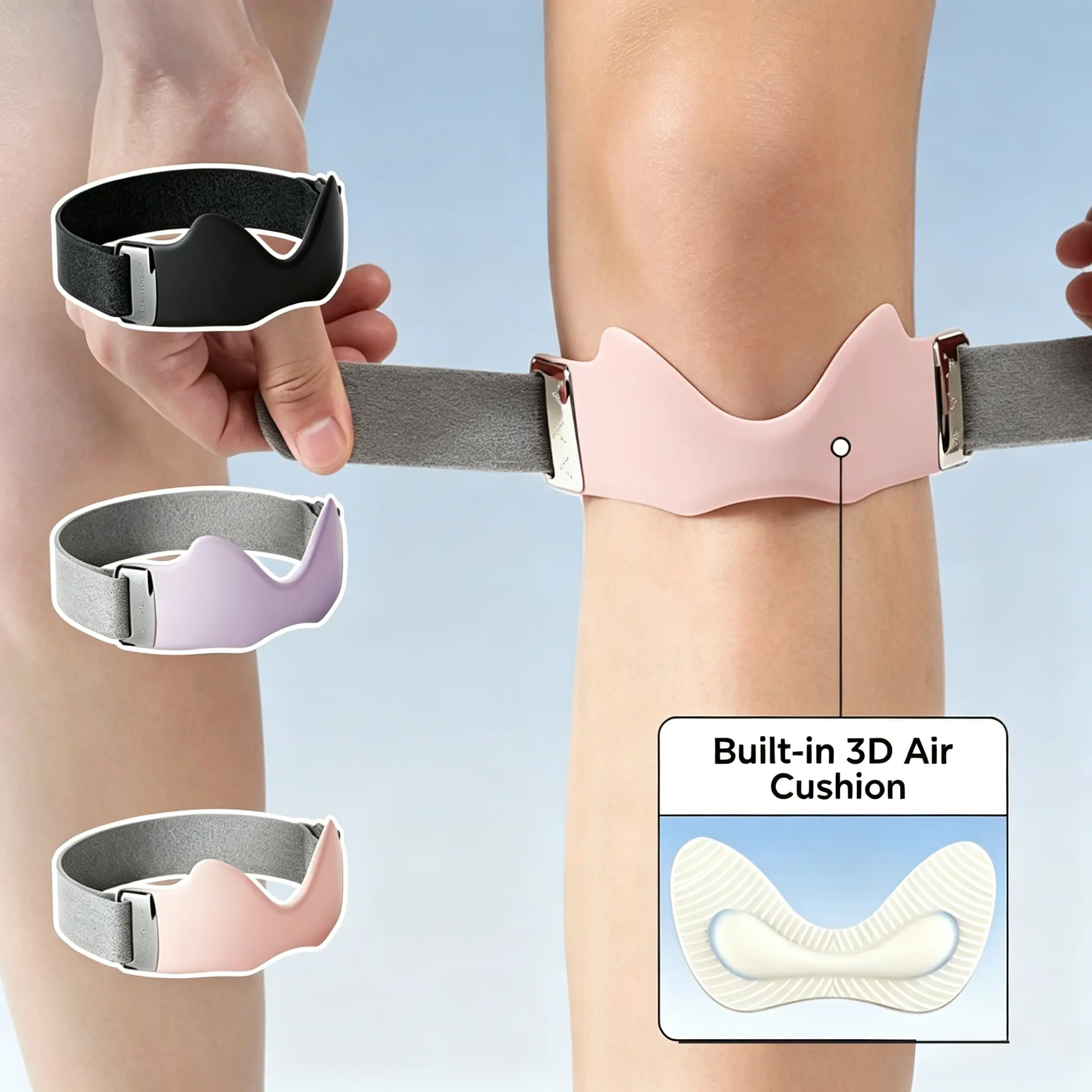 2 Packs Airbag Patellar Tendon Support Strap, Adjustable Breathable Anti Slip Knee Brace For Tendonitis Pain Knee Relief Exercise, Run, Hike,Play Ball, High Jump, Climb