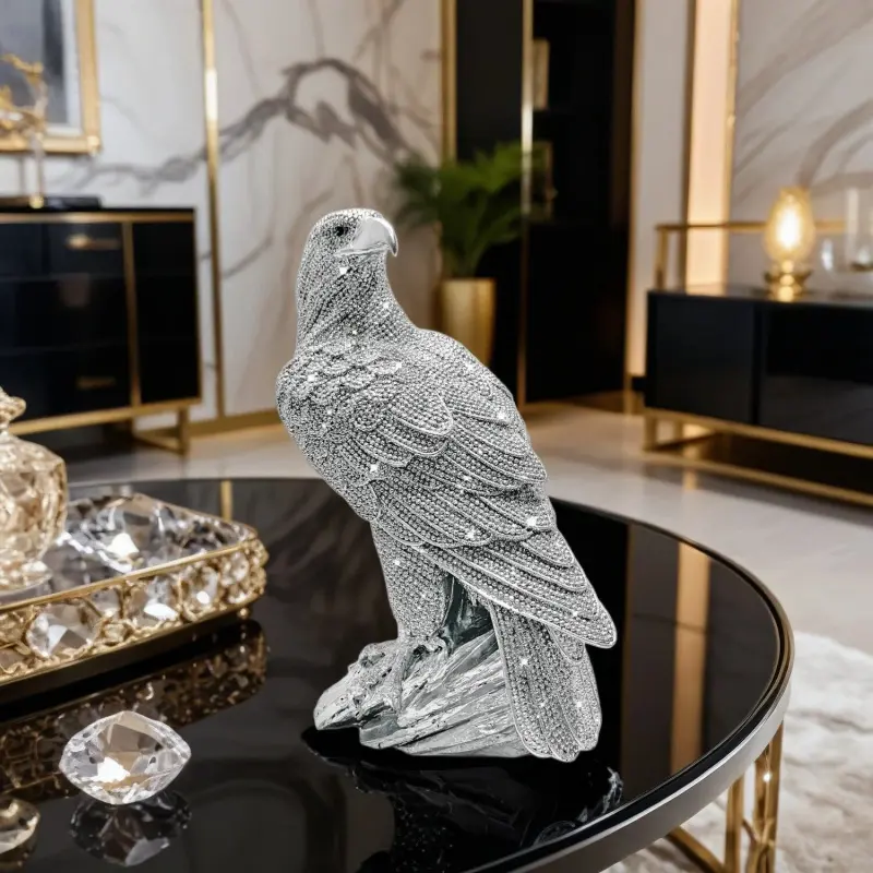 Luxurious  Sparkling Eagle Statue - Decorative Sculptures - Symbol of Strength & Success | Perfect Gift for Father's Day, Graduation & Office Decor - A Powerful Statement Piece for Living Room & Office | Best Gift for Him