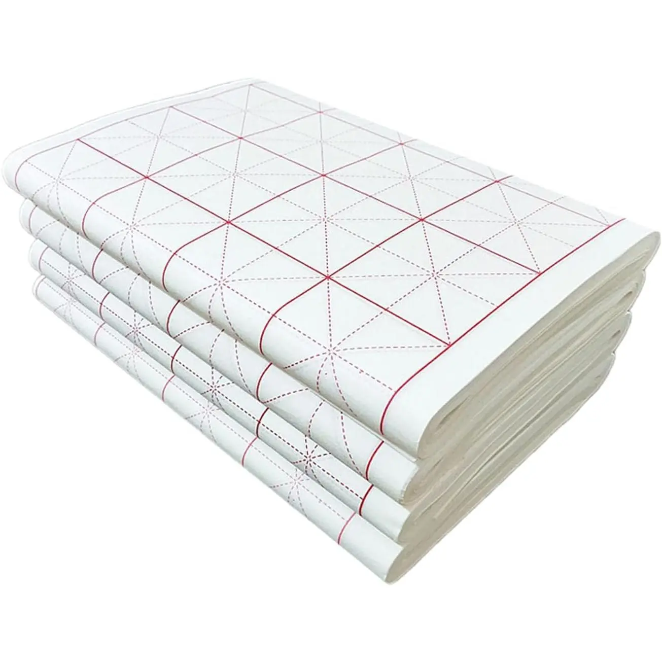 Grid Xuan Paper Chinese Sumi Calligraphy Writing Practice Rice Paper | 10cm grids, 100 sheets, half  ripe xuan rice paper,  ink absorption, beginner student kanji calligraphy practice