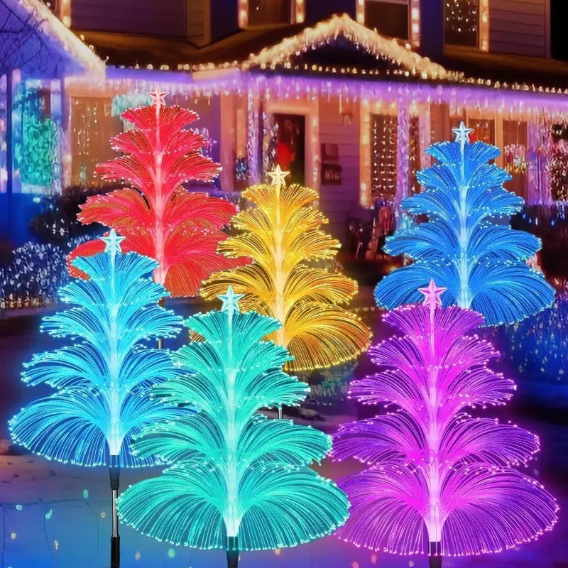 LED Fiber Optic Solar Jellyfish Light Outdoor Light Courtyard Reed Stake Light Garden Decorative Light Ambient Light