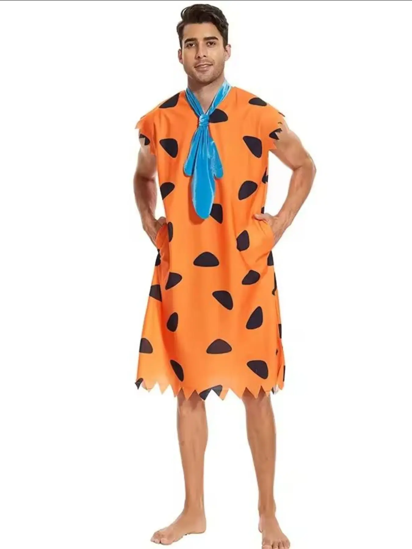 Fred Flintstone Adult Costume, Primitive, Cartoon Pattern, Regular Length, Unlined, All Seasons, Halloween Party, Festive
