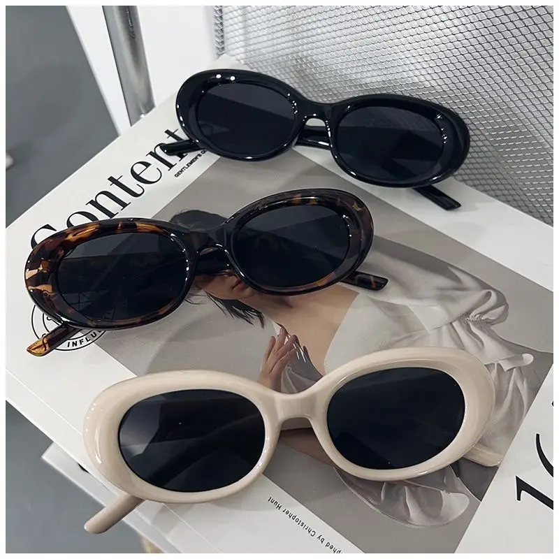 New Korean GM Style Star Sunglasses for Women, Y2K Hot Girl Retro Oval Small Frame Shades, American Fashion 3 Stars UV Protection Sun Glasses
