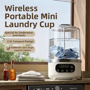 Integrated washing/drying mini washing machine, with blue light sterilization, 6000 mAh super large capacity battery, multiple washing modes, protects the hygiene of private clothing, and can also be used for cleaning kitchen rags