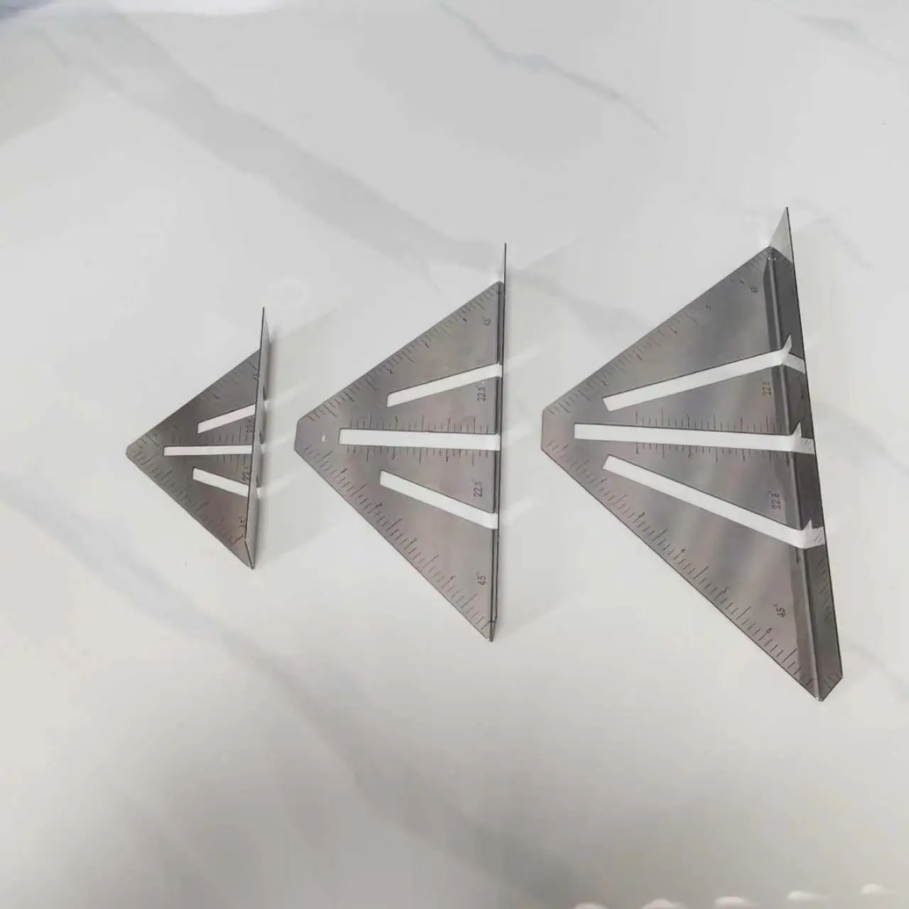 3pcs Metal Stainless Steel Woodworking Triangle Ruler, Multi-Functional Marking Measurement Tool, Precision Craftsmanship Essentials, Measuring Tool