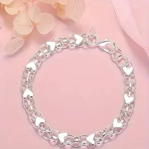 Sterling Silver Bracelet for Women & Couples, Hypoallergenic Boho Style Bangle, Durable Minimalist Silver Chain Wristband, Elegant Everyday Jewelry Accessory, Lightweight Fashion Bracelet for Daily Wear, Gift for Her & Him, Anniversary & Valentine’s Day