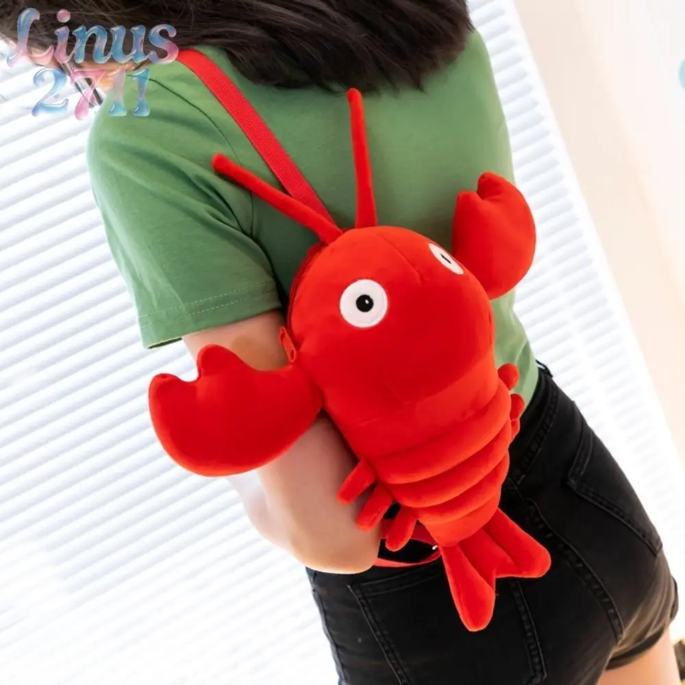 3D Red Lobster Plush Crossbody Bag Cartoon Crayfish Novelty Sling Purse Adjustable Strap Kawaii Mini Handbag Women Teen Girls Beach Daily Funny Accessory Gift