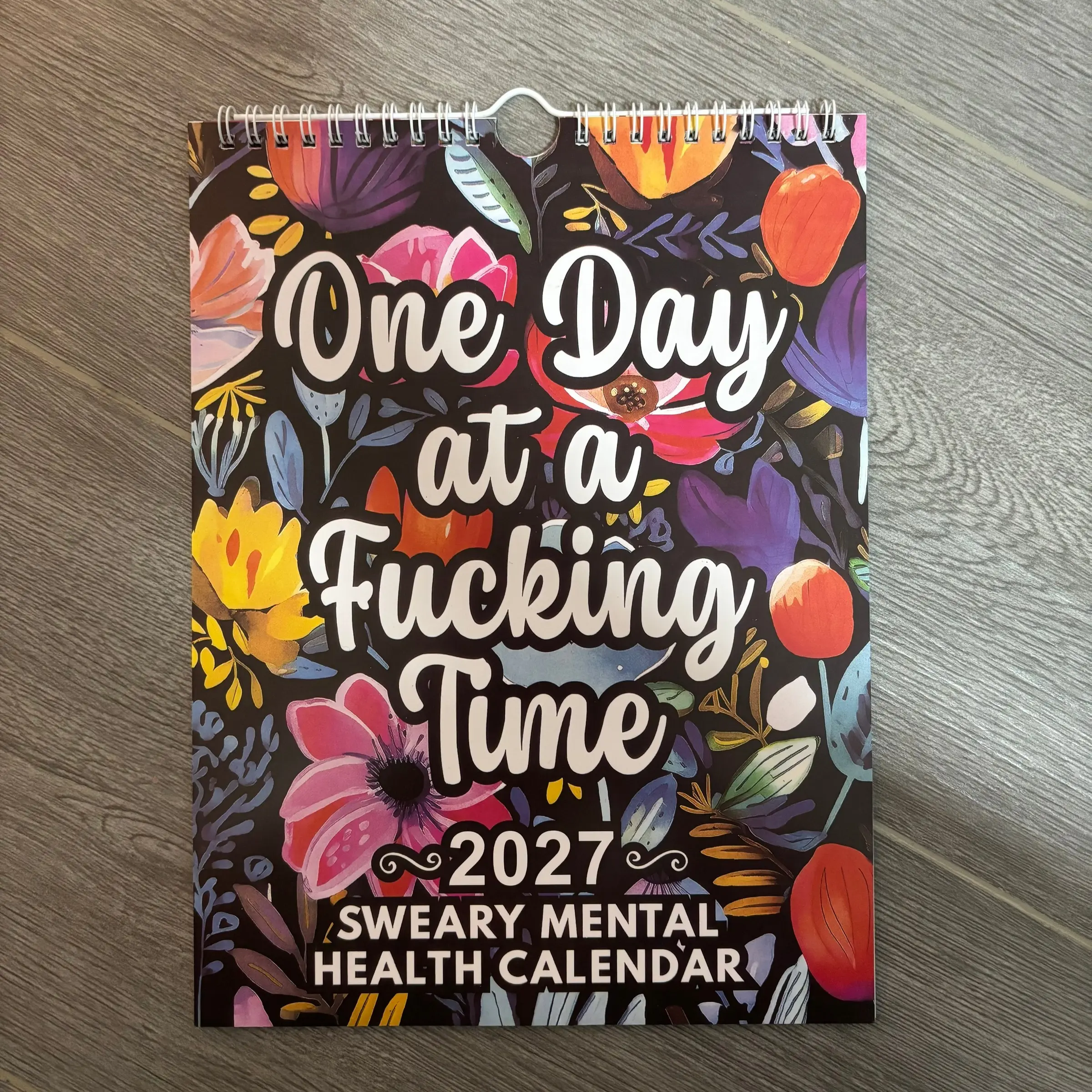 2027 Fun Mental Health Calendar, English Floral Quote Wall Calendar, Funny Calendar, Humorous Mood Quotes, Perfect for Home Decor & Gift Ideas