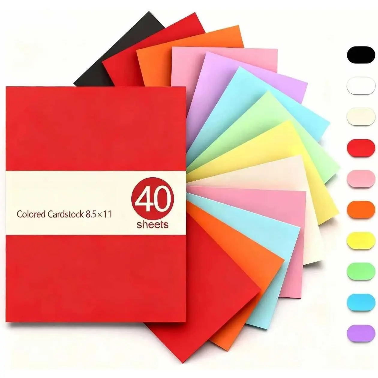 Colored Cardstock 8.5 x 11 , 40 Sheets, 10 Colors Colored Copy Paper, 75 LB/200 GSM Construction Paper, ThickPaper Cardstock 8.5 x 11
